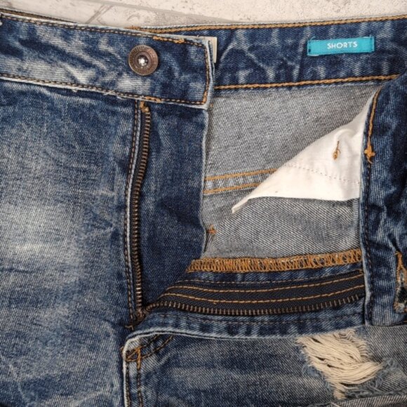 3/$20 Zara Trafaluc Denim Shorts High Rise Micro Distressed Ripped Jean Cut Off - Picture 5 of 10